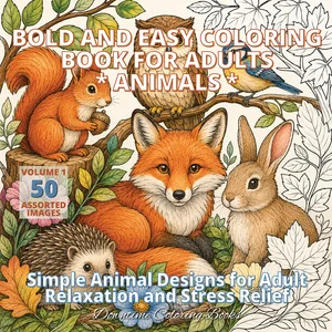 Cover of Bold and Easy Coloring Book for Adults - Animals Volume 1
