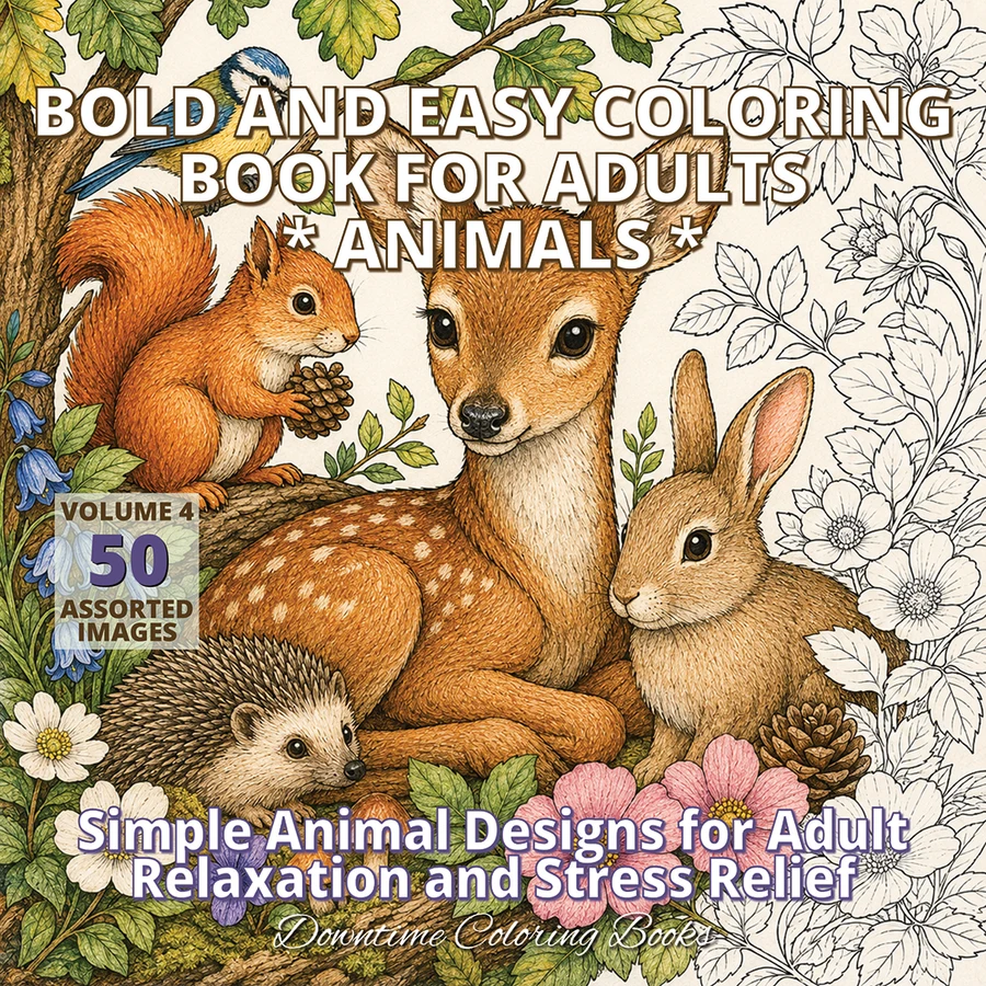 Cover of Bold and Easy Coloring Book for Adults - Animals Volume 4