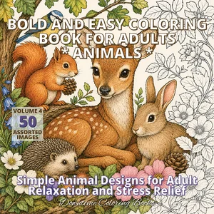 Cover of Bold and Easy Coloring Book for Adults - Animals Volume 4